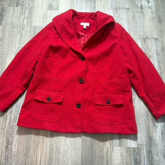 JM Collection Jackets & Blazers - Women's Red coat vintage casual winter